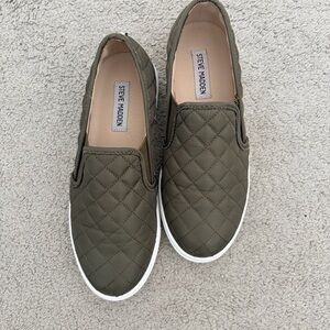 Steve Madden Olive Quilted Slip-Ons - Size 8